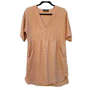 Storm &‎ Marie Brigit Shirt Dress Womens Small Silky Pink Ribbed Pockets